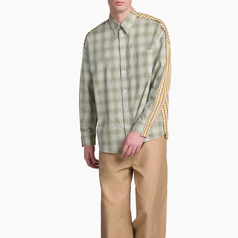 MARNI  Half-and-Half Plaid Button-Front Shirt